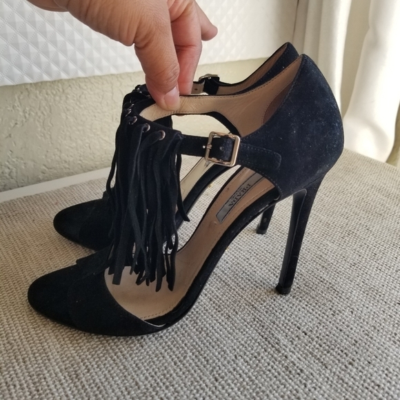 Prada | Suede Fringe Sandals - Picture 3 of 12
